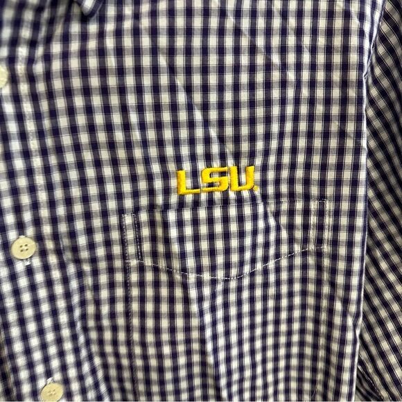 Antigua | M | LSU tigers short sleeve button up dress shirt size medium LSU top - Picture 3 of 7
